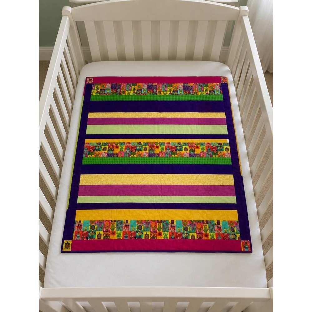 Kids Quilt Blanket Handmade Floral Bee Patchwork Cottagecore Grandmacore - Picture 2 of 6